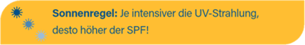 Cetaphil Sonnenregel: Je intensiver die UV-Strahlung, desto höher der SPF (Sun Protection Factor = Lichtschutzfaktor)